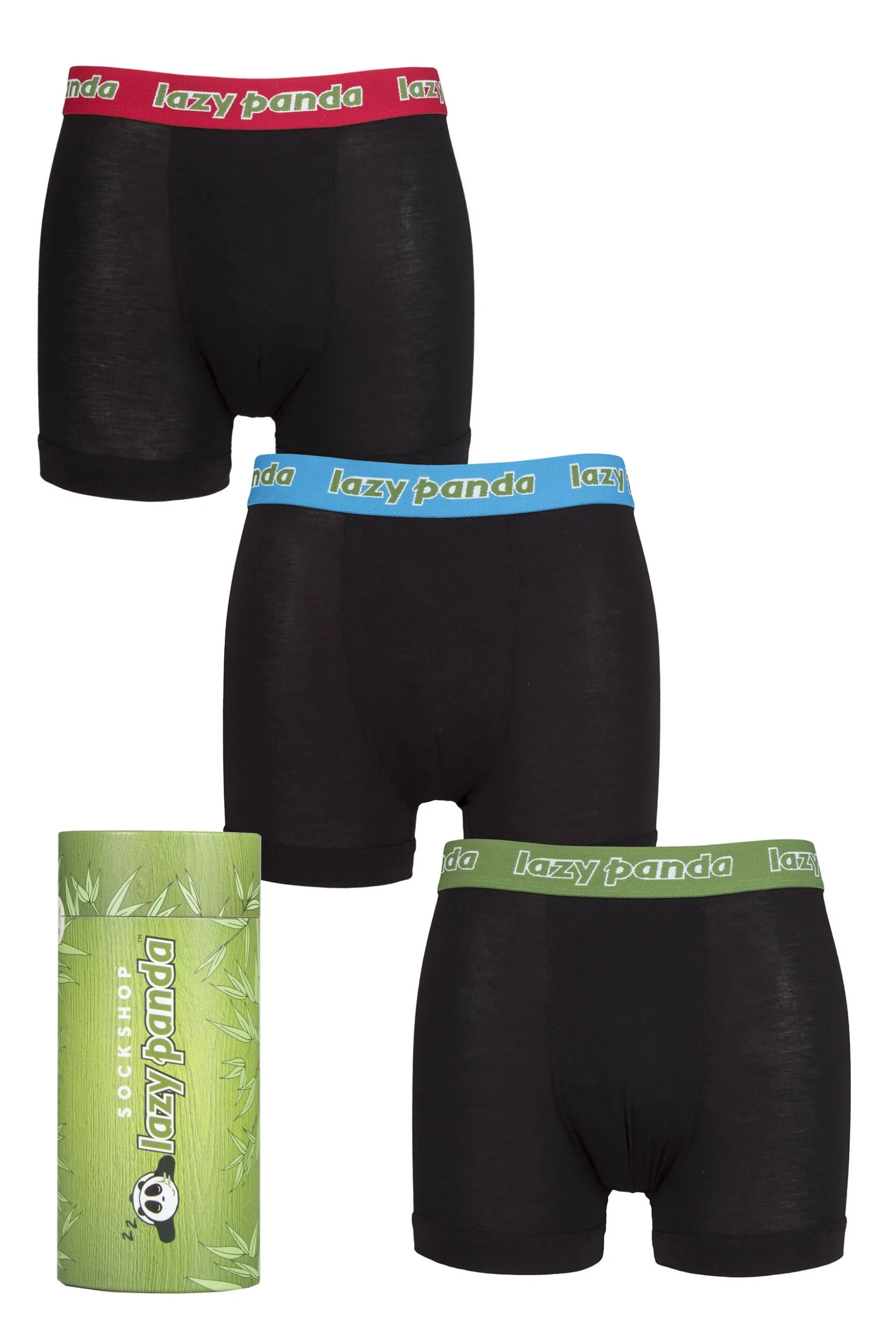 Mens 3 Pack SOCKSHOP Bamboo Hipster Trunks Blue / Red / Green Medium - Assorted - Size: Medium - Lazy Panda - FashionsVida