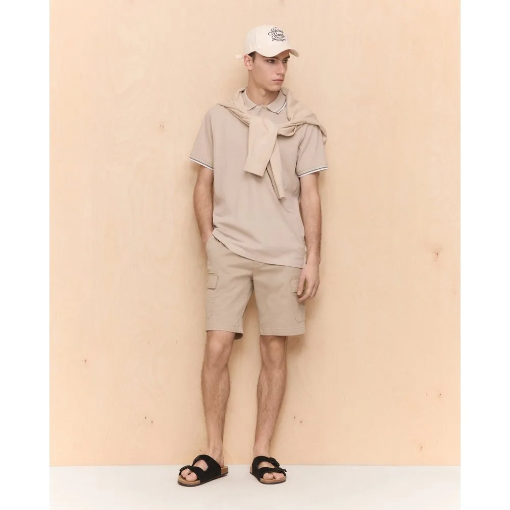 Bermuda algodón multibolsillos stretch de hombre con cordón - Easy Wear - FashionsVida