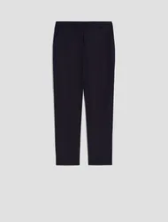 Pantaloni capri in popeline donna blu
