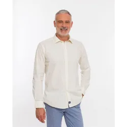 Camisa casual algodón de hombre soft slim liso en claro