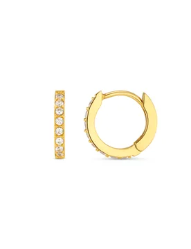 LUXE Pavé Huggie Hoop Earrings - Gold - Orelia London - FashionsVida