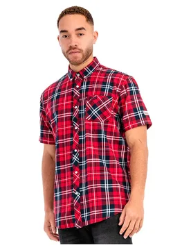 Chemise à Manches Courtes Brixworth Red / Dark Navy / White XL - Lonsdale - FashionsVida