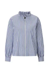 Cotton Striped Ruffle Blouse female