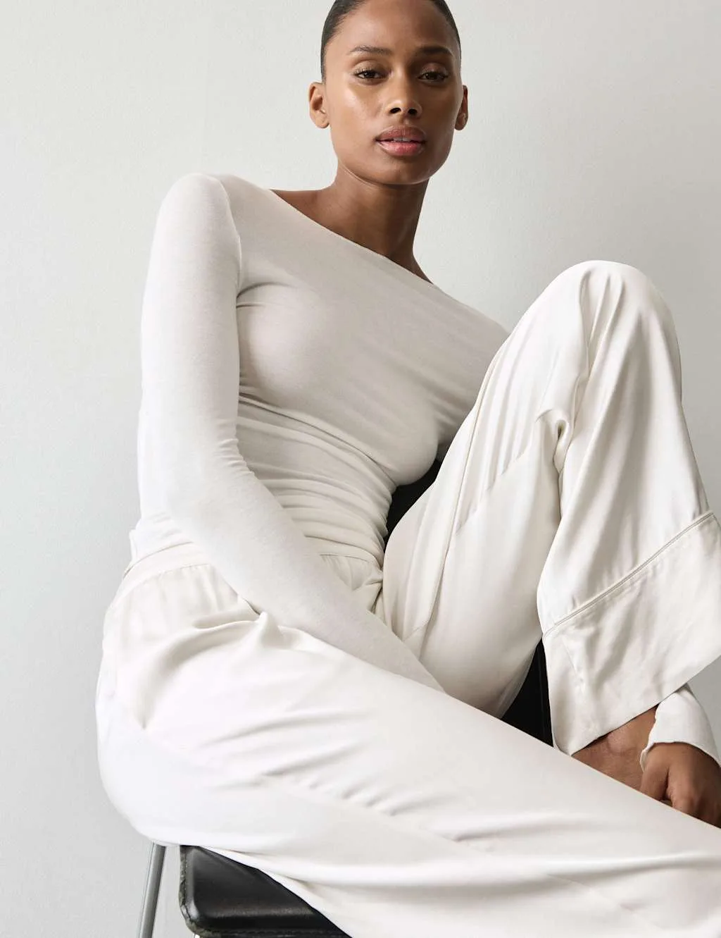 Sheer Pyjama Top with Cashmere Ivory female - Autograph - FashionsVida