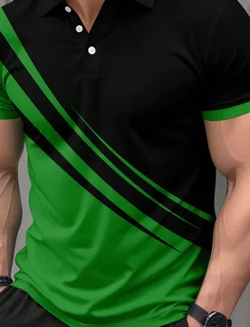Camisa polo de manga corta a rayas informal para hombres, adecuada para ir a trabajar, primavera/verano XL - Shein - FashionsVida