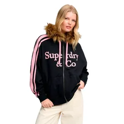 Felpa Con Zip Vintage Fur Applique Eclipse Navy / Sea Pink M
