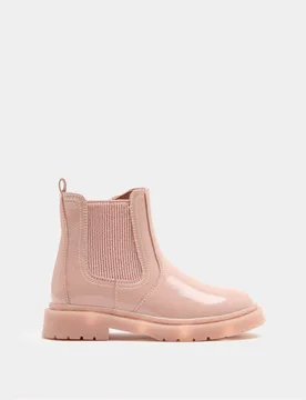 Kids' Patent Light Up Chelsea Boots (4 Small-2 Large) Light Pink Female - M&S - FashionsVida