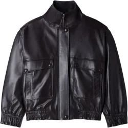 Cazadora de mujer piel de cordero oversize cuello alto
