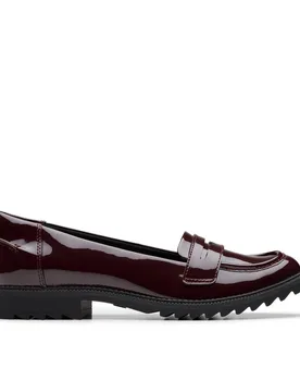 Women's Griffin Milly Burgundy Loafers, Slip Ons in Red Size: 6-Standard Fit - Red - Size: 6-Standard Fit - Clarks - FashionsVida