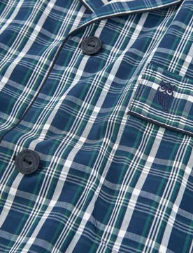 Pijama completo de hombre de tela color azul - El Búho Nocturno - FashionsVida