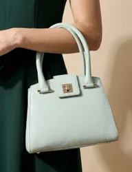 Leather Top Handle Grab Bag Mint female