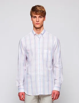 Camisa de hombre casual manga larga cuadros - Mirto - FashionsVida