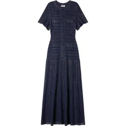 Vestido largo de punto texturizado con strass