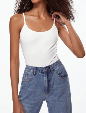 Pieza Camiseta de tirantes de unicolor, ajuste ceñido, casual, minimalista para mujer, tops blancos para casa, uso diario, verano S - Shein - FashionsVida
