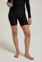 Women's 'Active' Stretchy Long Swimsuit Bottoms Lightweight Swimming Shorts in Black Size: 12 - Black - Size: 12