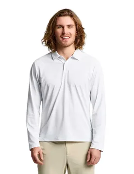 Tech Pique Uv Long Sleeve Polo Bright White M Men - SLAM - FashionsVida