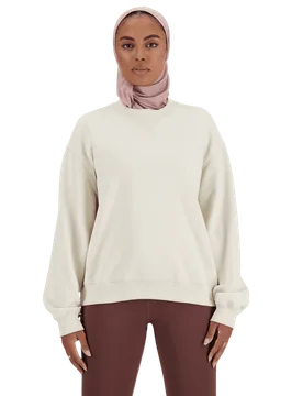 Terry Women Sweatshirts - Beige - Size XL - Cotton Jersey - Beige - Size: Extra Large - New Balance - FashionsVida