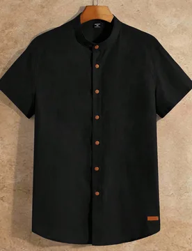 Camisa casual de cuello mandarín para hombre talla grande, vacaciones, regalos del Día del Padre 6XL - Shein - FashionsVida