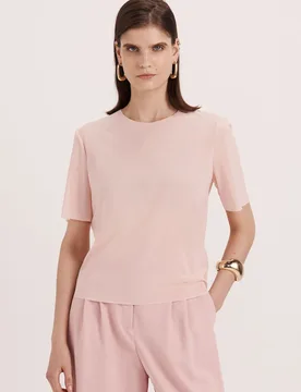 Crew Neck T-Shirt Light Pink female - Saba - FashionsVida