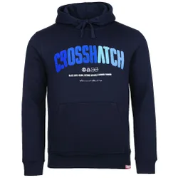 Chest Print Mens Navy Hoodie Cotton - Size Large