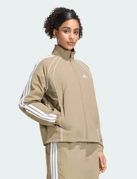 Iconica giacca da allenamento in tessuto con 3 strisce M Khaki Six - Adidas - FashionsVida