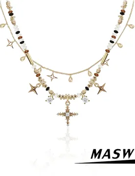 MASW Original Design Luxury Design Two Layer Beads Multi Stars Necklace For Women Girl Party Wedding Gift Fashion Jewelry - Aliexpress - FashionsVida