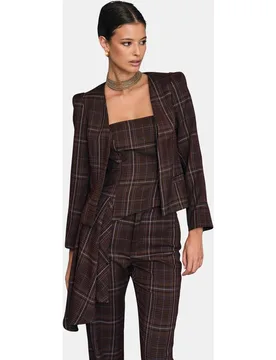 Chaqueta de mujer abierta de cuadros - MIPHAI - FashionsVida