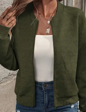 Chaqueta beisbolera holgada de manga larga y unicolor para mujer, otoño e invierno XS - Shein - FashionsVida