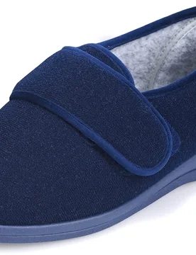 Holly Single Slipper Navy - Left Foot Women's Extra Wide for Swollen Feet - Navy - Size: 8 XXW - Cosyfeet - FashionsVida