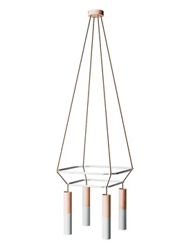Cables Lampe Suspendue Sans Ampoule 2 Cage 4 Drops Tub-e14 Doppio Natural Jute / Matt White One Size - Creative - FashionsVida