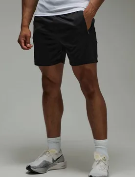 Herren Herren Active Zip-Taschen Stretch 5 Zoll Gym Short Black Größe 2XL - boohooMAN - FashionsVida