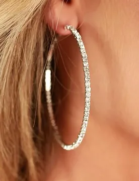 Whole Loop Zirconia Earrings Silver Color Large Women's Hoop Earrings 30/40/50/60/70mm Shiny Dimensional Zirconia Hoop Earrings - Aliexpress - FashionsVida
