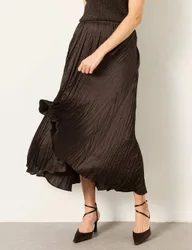 Crinkle Pleated Maxi Skirt Chocolate female