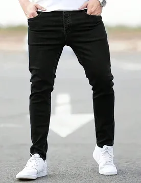 Jeans de mezclilla ajustados de unicolor con bolsillo para hombre, uso casual diario XXL - Shein - FashionsVida