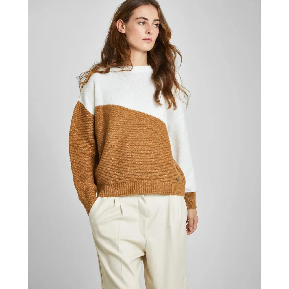 Jersey de mujer bicolor con manga abombada - Trucco - FashionsVida
