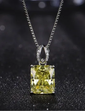 New Korean Style Elegant Versatile Four-Prong Zircon Pink Yellow White Diamond Pendant for Women Simple Luxury C - Aliexpress - FashionsVida