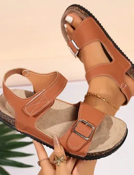 Nuevas sandalias planas de mujer para el verano, con diseño de hebilla metálica y cierre de , suela suave y cómoda, estilo casual adecuado para el - Shein - FashionsVida