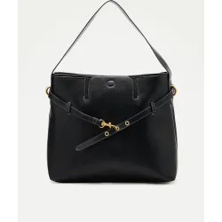 Bolso de hombro efecto piel con adorno metálico