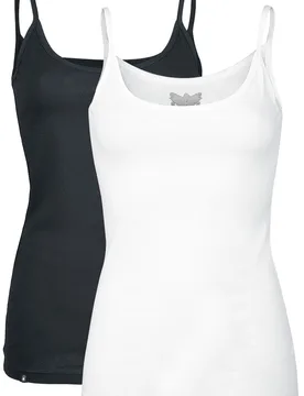 Top - Doppelpack Tops mit dünnen Trägern - S bis 3XL - für Damen - Größe L - schwarz/weiß - Frauen - female - Black Premium by EMP - FashionsVida