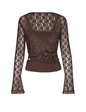 Cárdigan cruzado SYLVA marrón XL - OH APRIL - FashionsVida