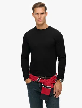 Pure Cotton Long Sleeve Top Black male - Superdry & Co - FashionsVida