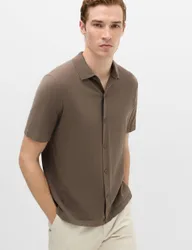 Mercerised Cotton Knitted Polo Shirt Espresso male