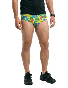 Floral Swimming Brief Yellow L Men - OTSO - FashionsVida