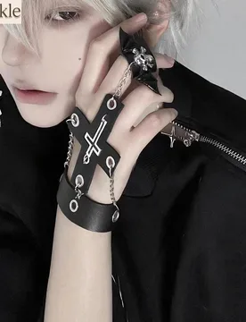 Gothic Punk Dark Skull Cross-styled Hand Bracelet Y2K Hand Accessories Leather Chain Harajuku Lolita JK Rock Bracelet Cosplay - Aliexpress - FashionsVida