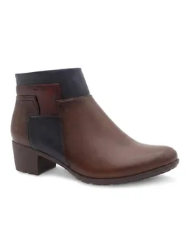Women's Block Heel Ankle Boots With Inside Zip in Brown Size: 4 - Brown - Size: 4 - Pavers - FashionsVida