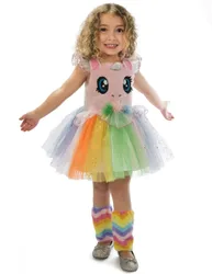 Einhorn-Kostüm für Mädchen Glitzertüll und Plüsch bunt - female