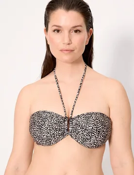 Tops de bikini reductor bandeau estampado con brillo en copa d - Ysabel Mora - FashionsVida