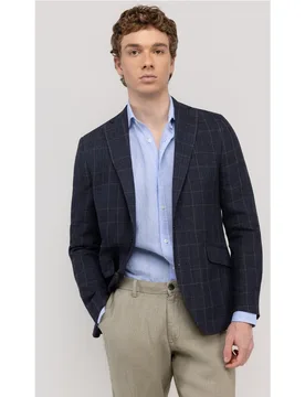Americana de hombre de lino cuadro gales - El Ganso - FashionsVida