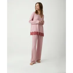 Pijama de mujer micromodal con detalle de encaje
