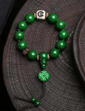 Natural round beads green beads cultural toys strings single circle material ware A dummy reflux bone accessories bracelet - Aliexpress - FashionsVida